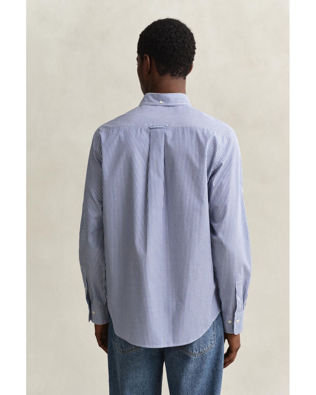 Gant Blue Classic Regular Striped Poplin Shirt College for men