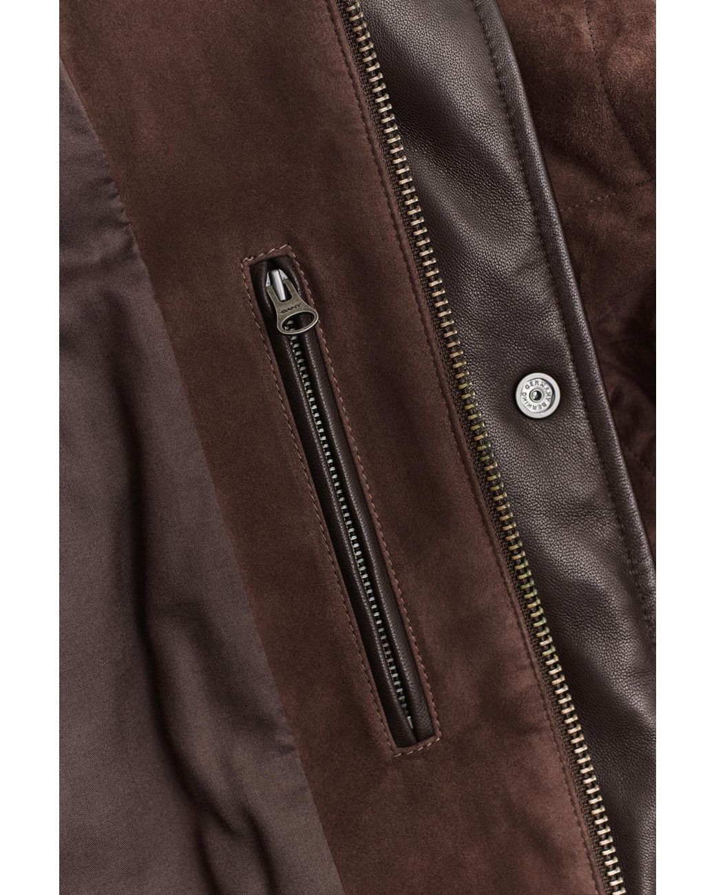 Gant Brown Quilted Suede Jacket for men