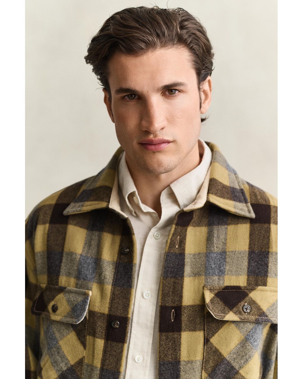 Gant Natural Checked Wool Shirt Warm for men