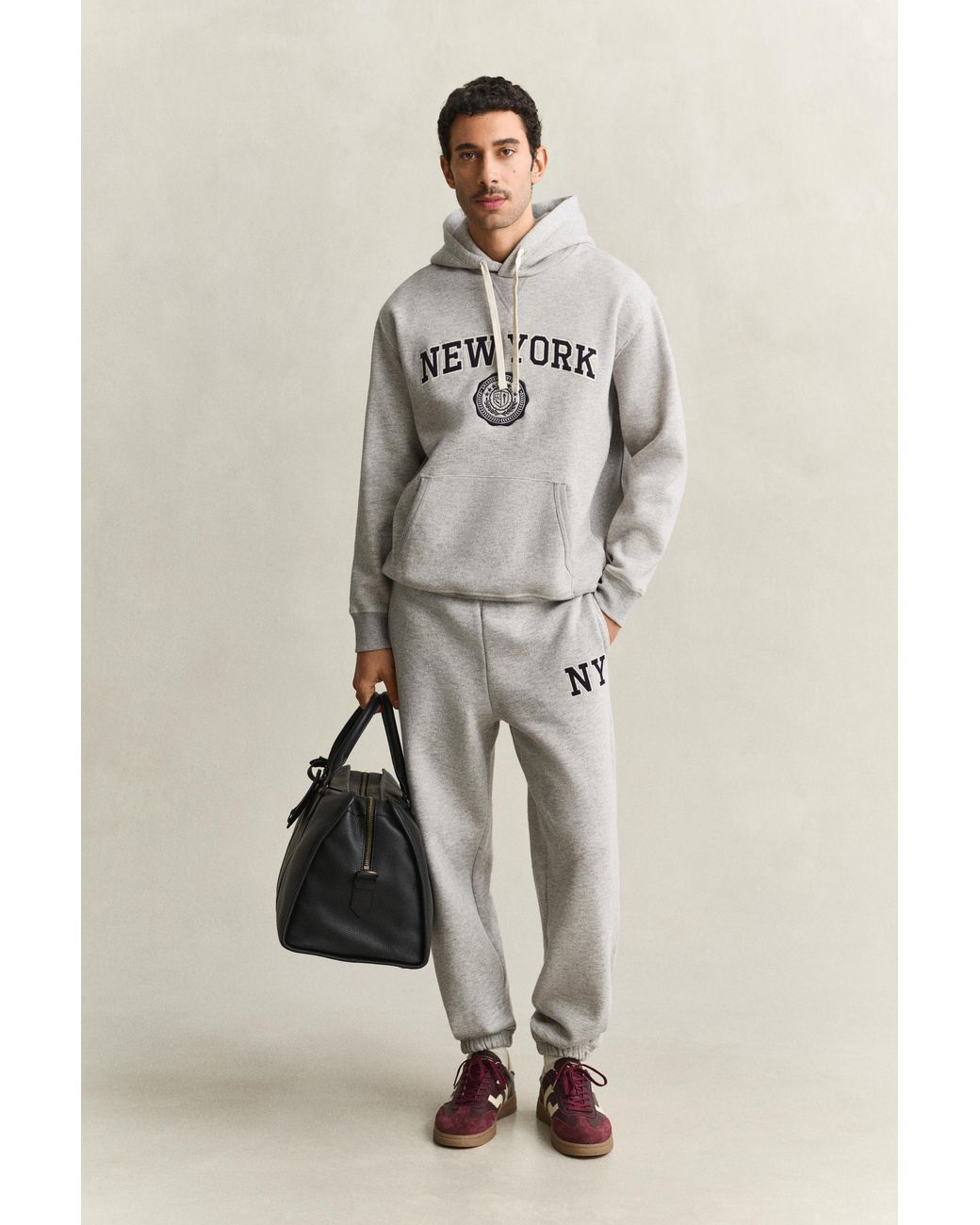 Gant Gray Graphic Hoodie Melange for men