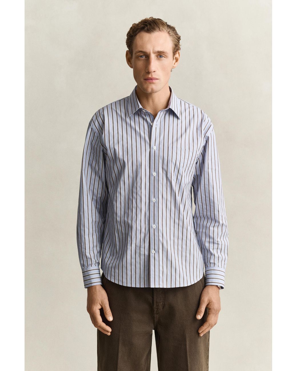Gant Gray Dobby Striped Shirt Clear Sky for men
