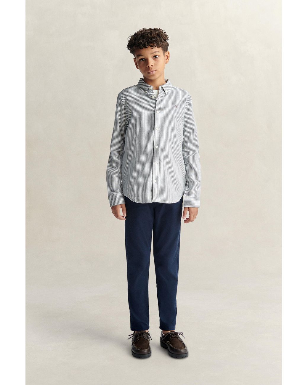 Gant Gray Teens Teen Boys Shield Striped Oxford Shirt Evening for men