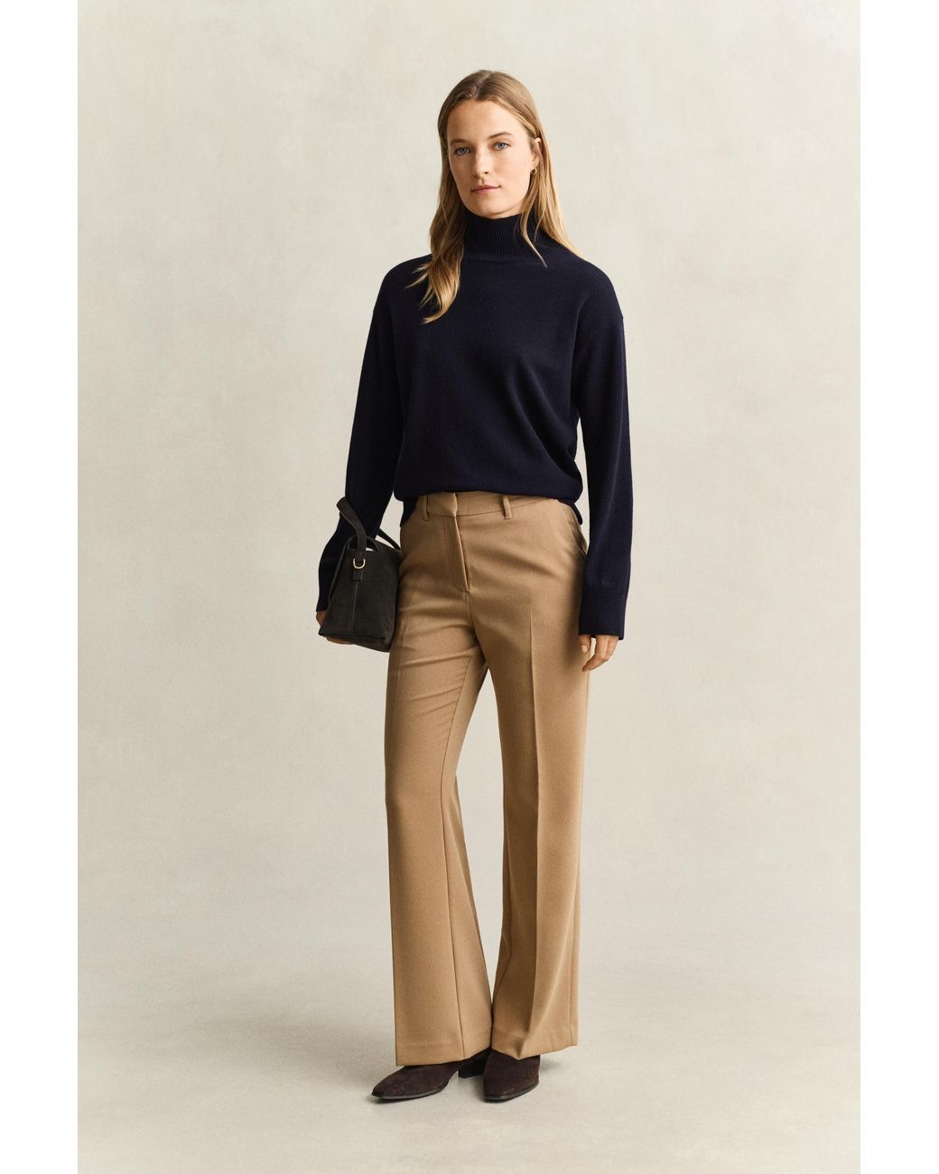 Gant Blue Superfine Lambswool Mock Neck Sweater Evening