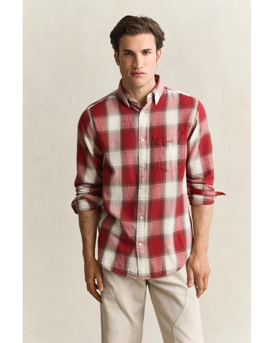 Gant Red Checked Windblown Flannel Shirt for men