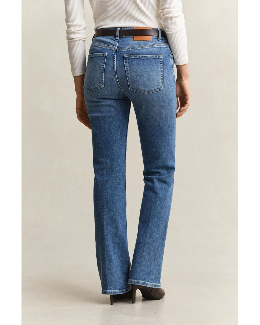 Gant Blue Slim Flared Stretch Jeans Mid Broken In