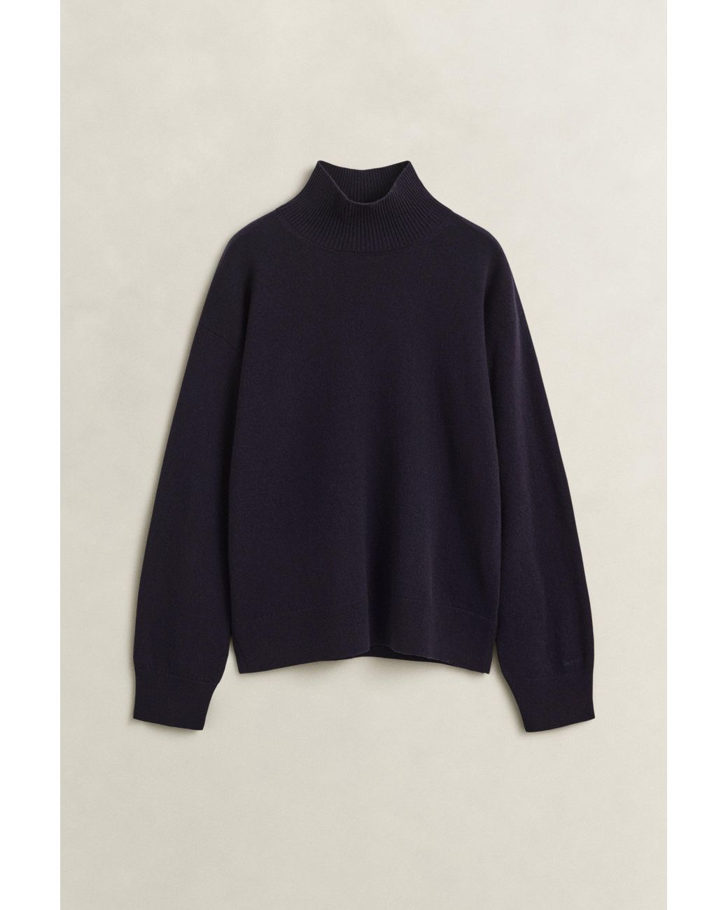 Gant Blue Superfine Lambswool Mock Neck Sweater Evening