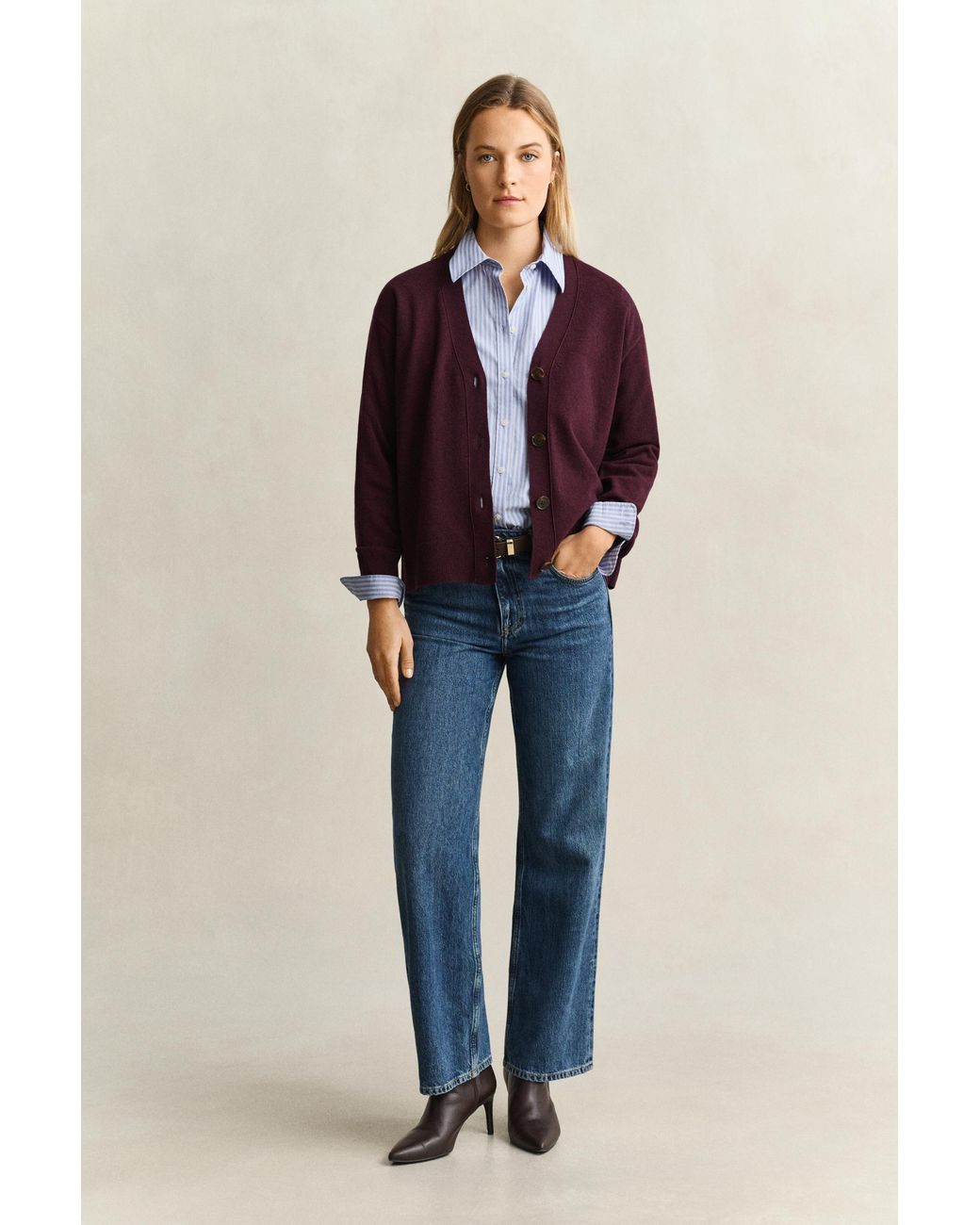 Gant Purple Superfine Lambswool Cardigan
