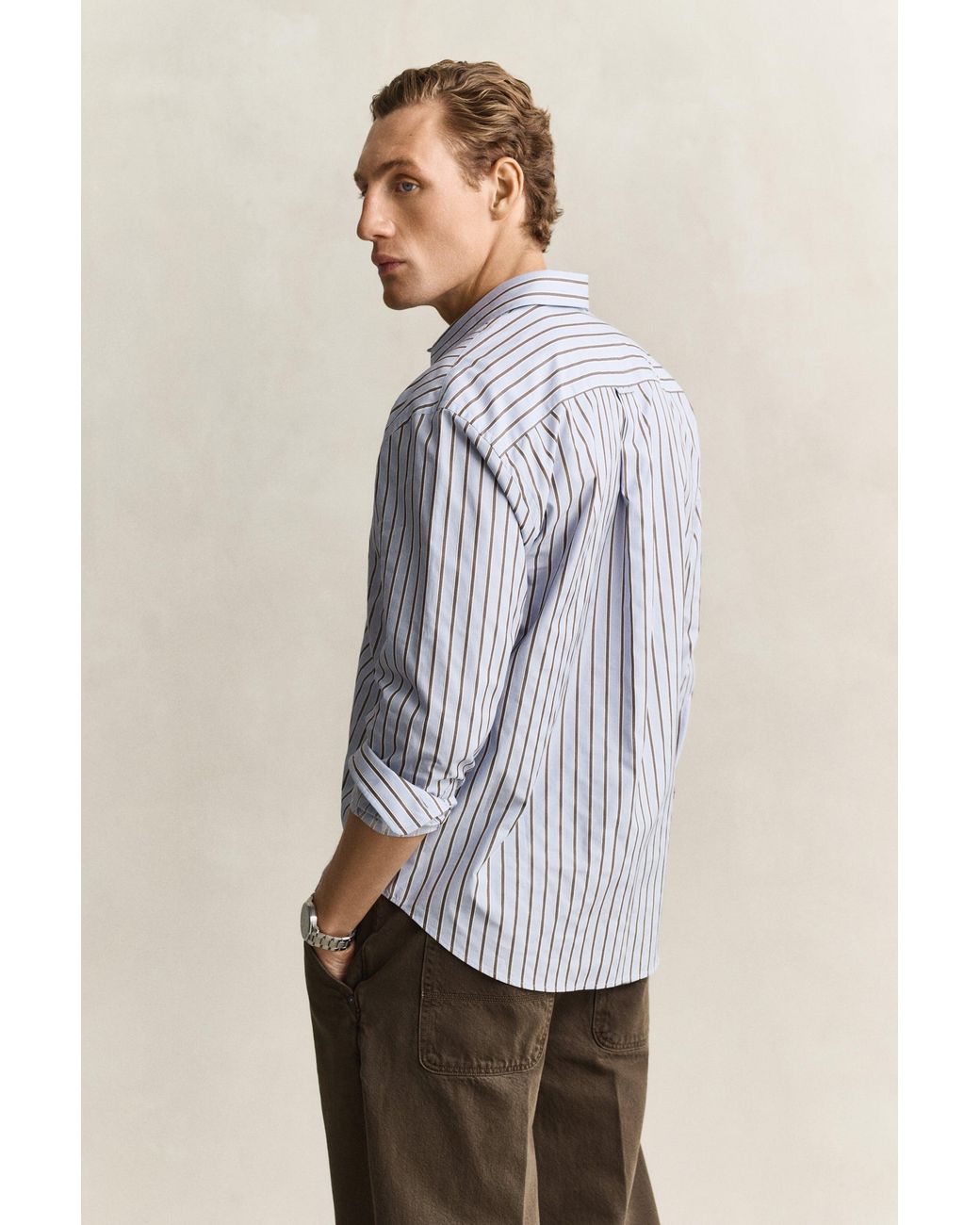Gant Gray Dobby Striped Shirt Clear Sky for men