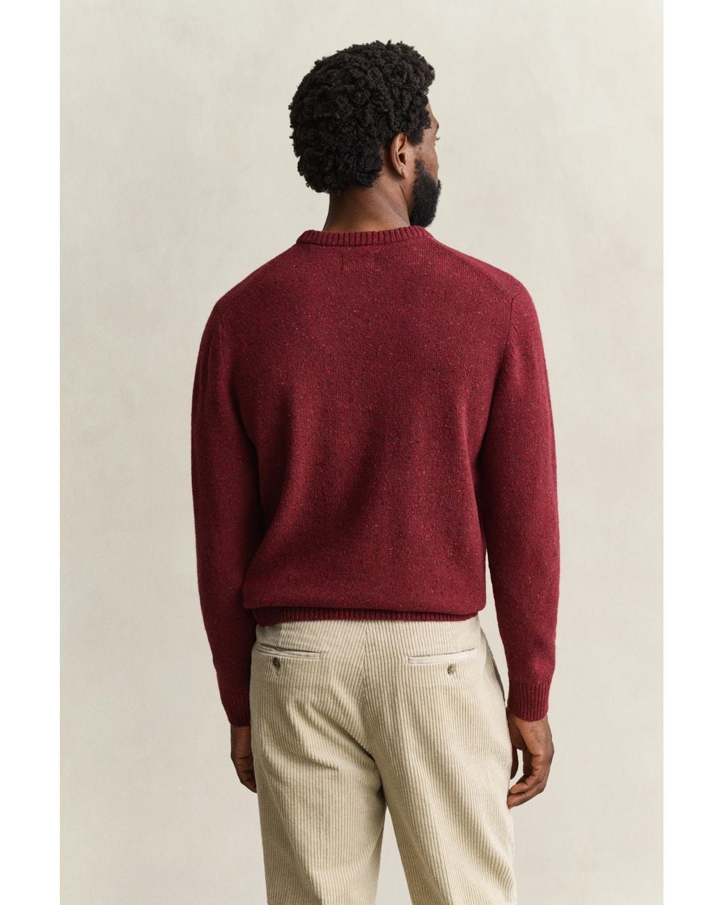 Gant Red Wool Blend Nepps Crew Neck Sweater Plumped for men