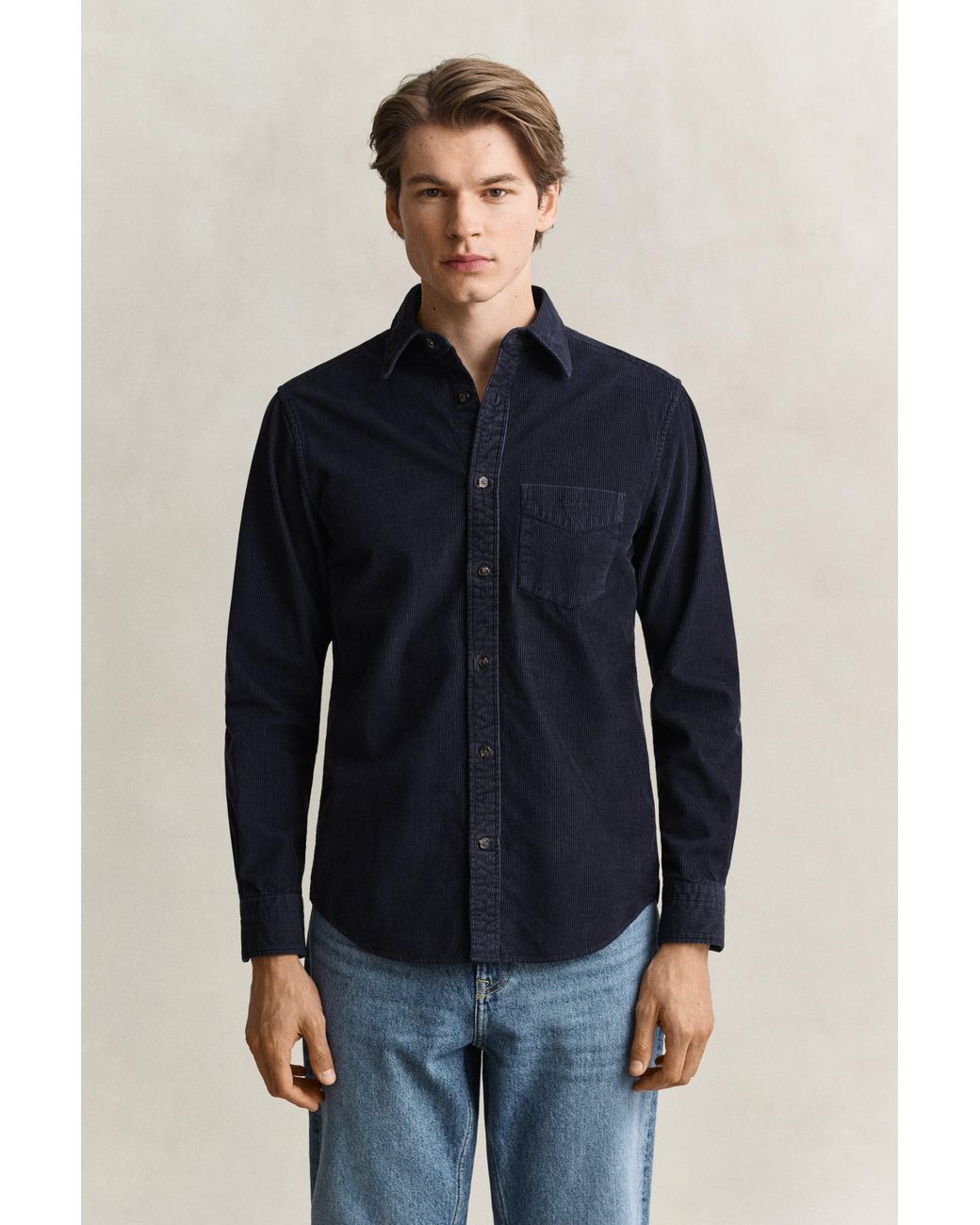 Gant Blue Corduroy Shirt Evening for men