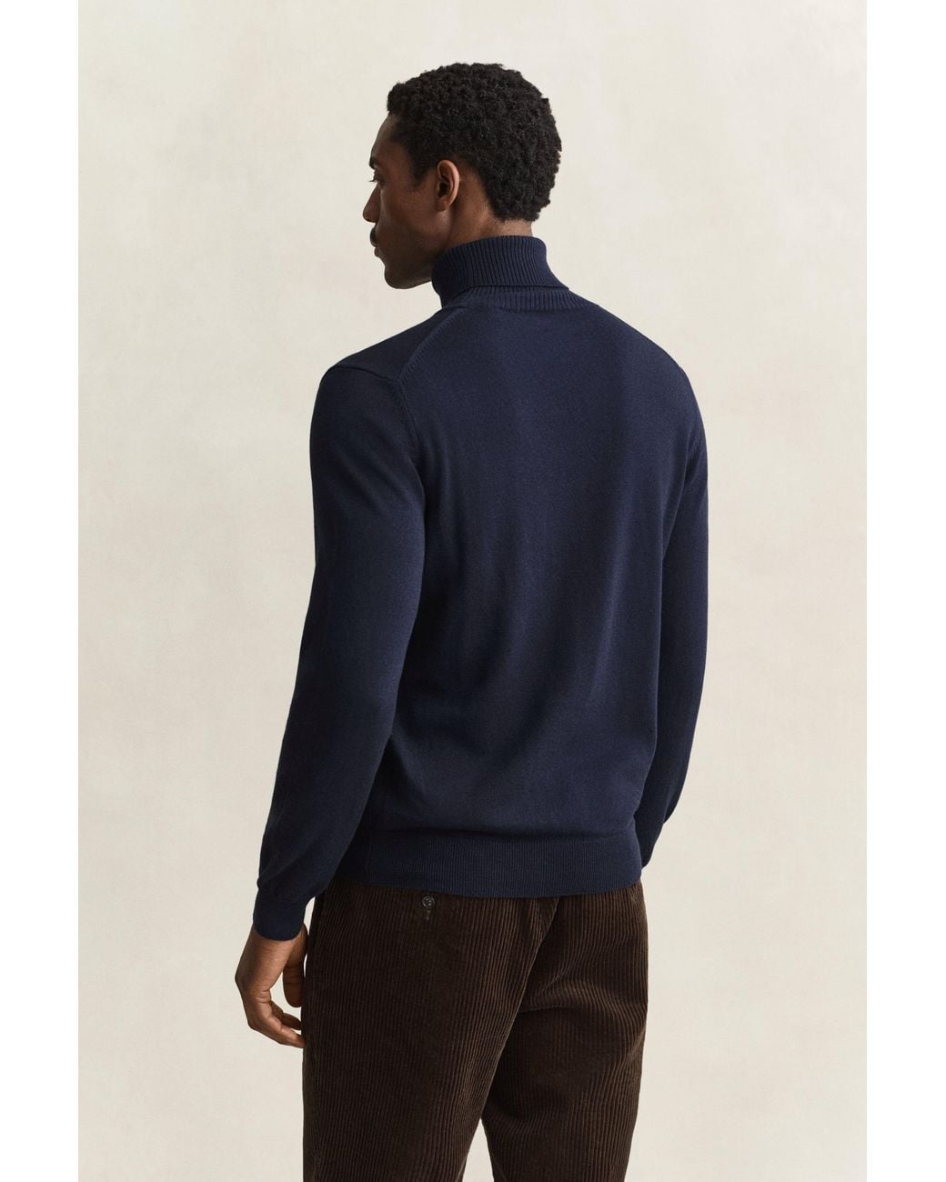 Gant Blue Cotton Wool Turtleneck Sweater Evening for men
