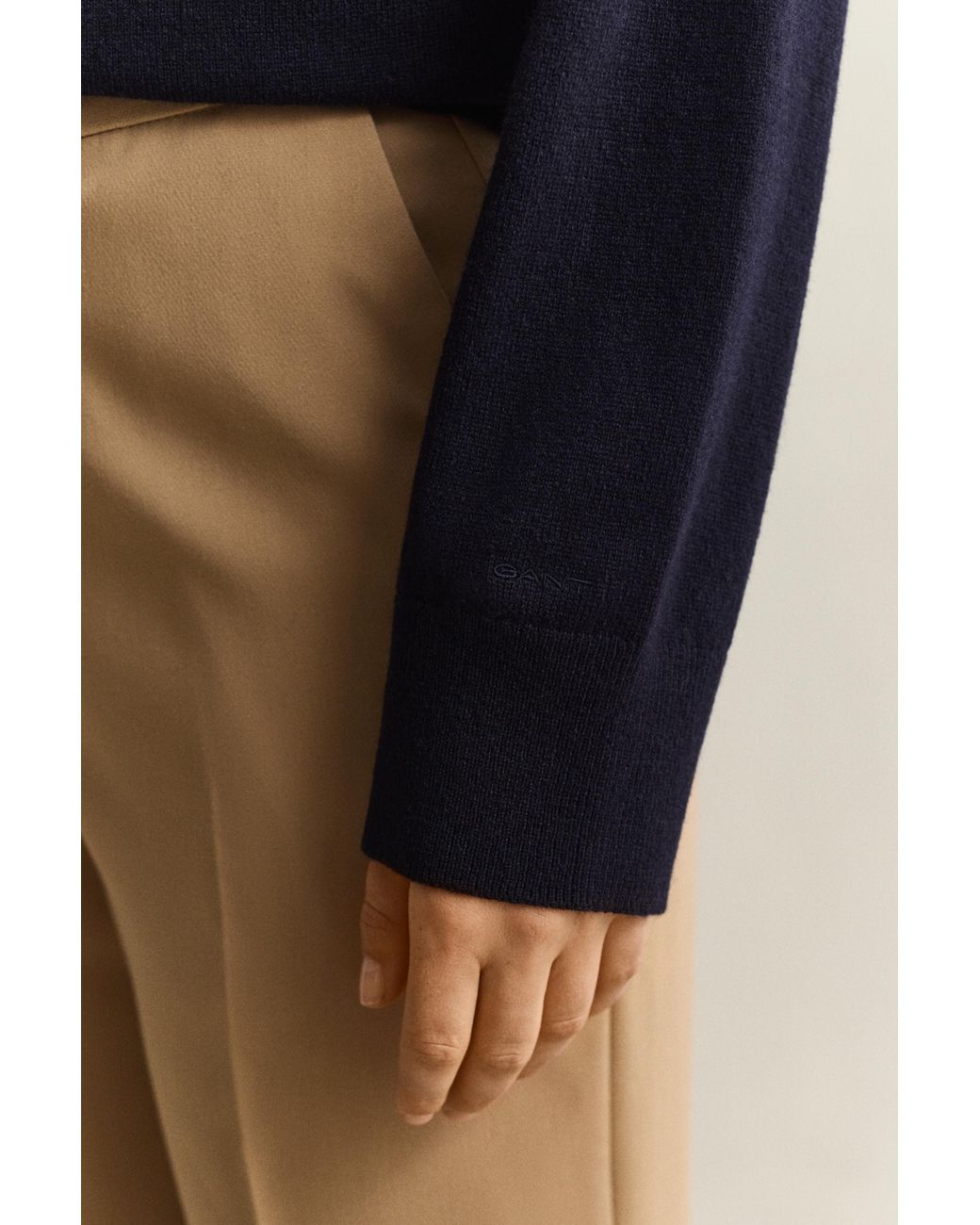 Gant Blue Superfine Lambswool Mock Neck Sweater Evening