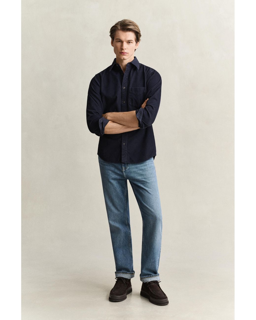 Gant Blue Corduroy Shirt Evening for men