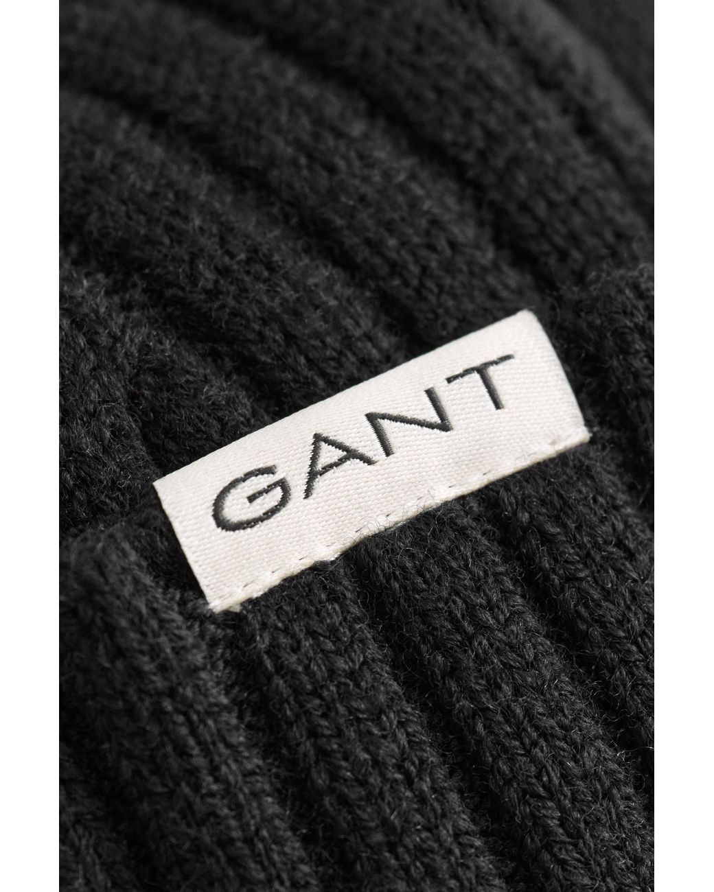 Gant Black Merino Wool Beanie for men