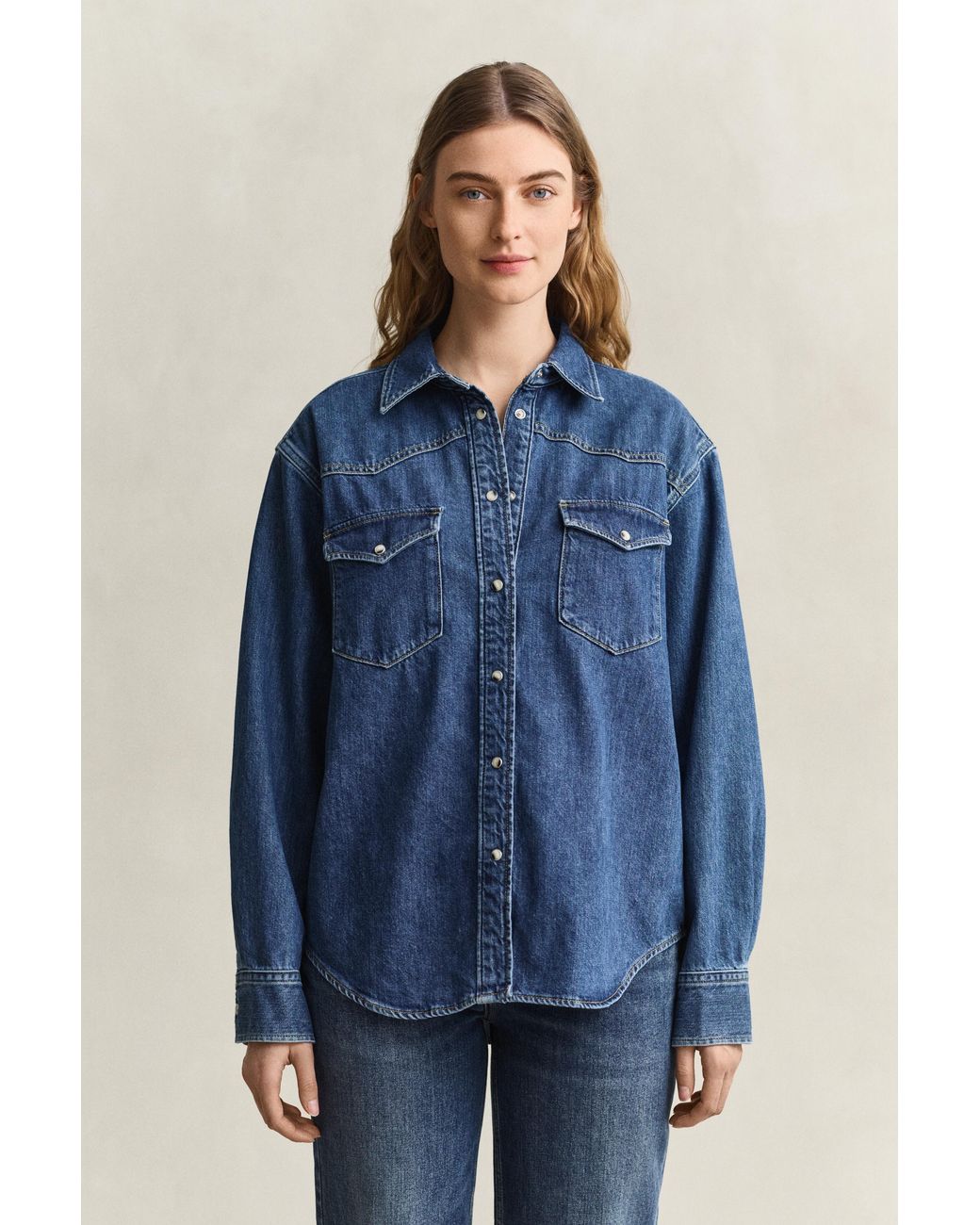 Gant Blue Denim Ranger Shirt Mid Worn In