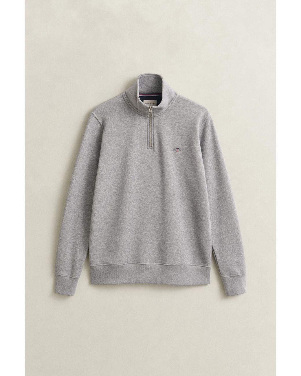 Gant Gray Shield Half-Zip Sweatshirt Melange for men
