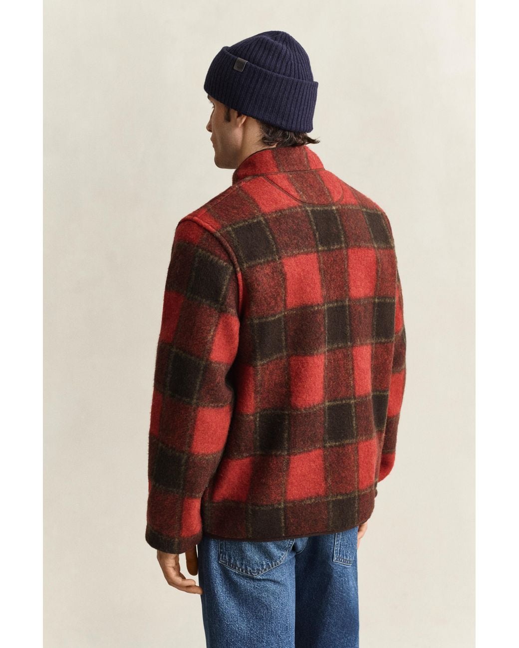 Gant Red Checked Fleece Jacket for men