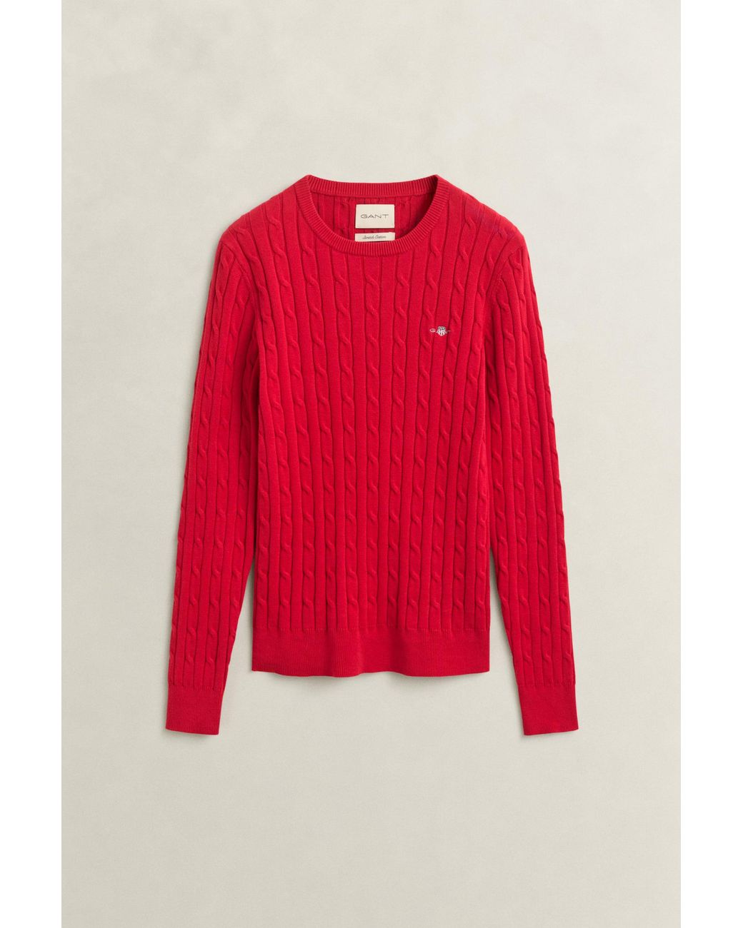 Gant Red Classic Cable Knit Sweater Ruby