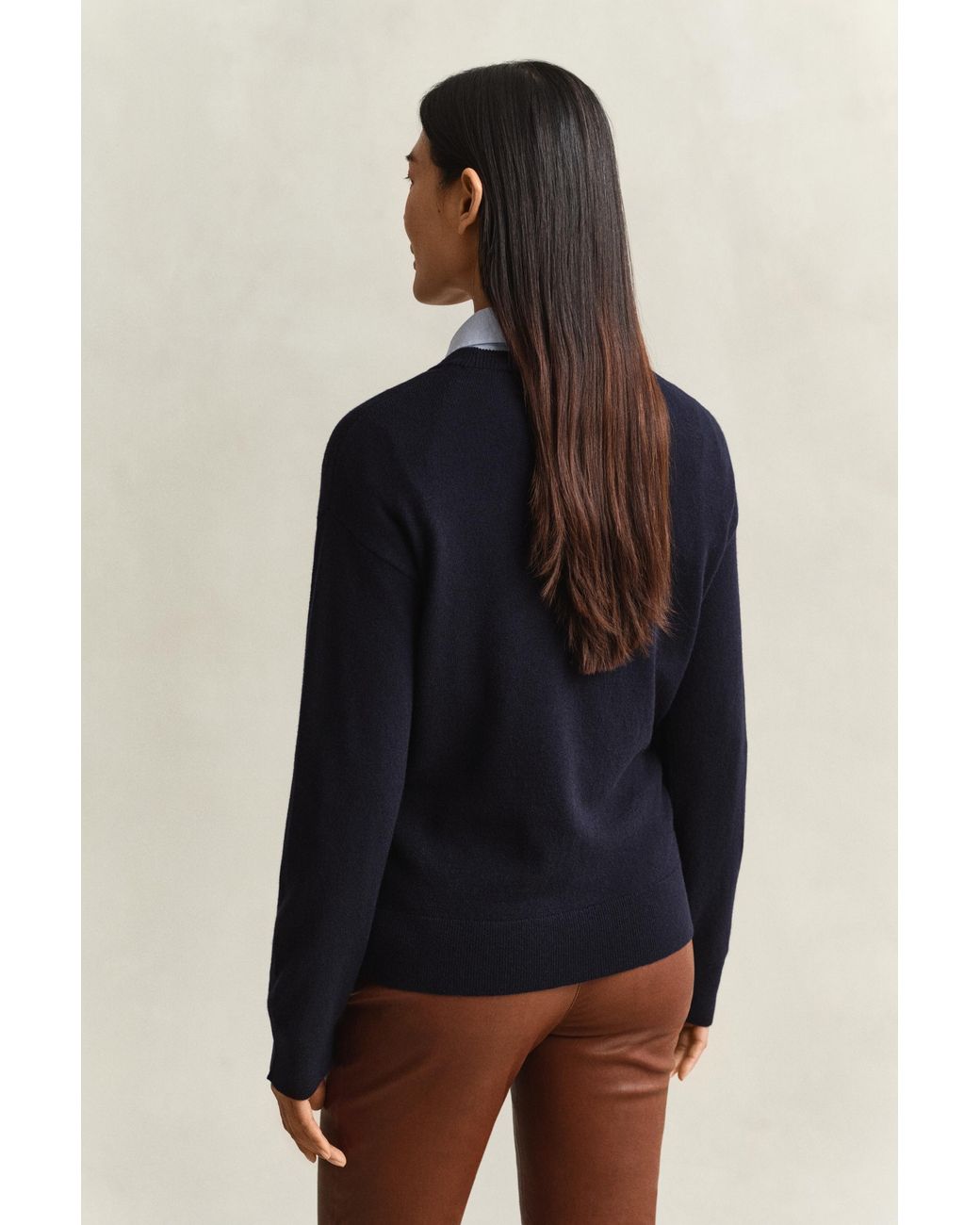 Gant Blue Superfine Lambswool Crew Neck Sweater Evening