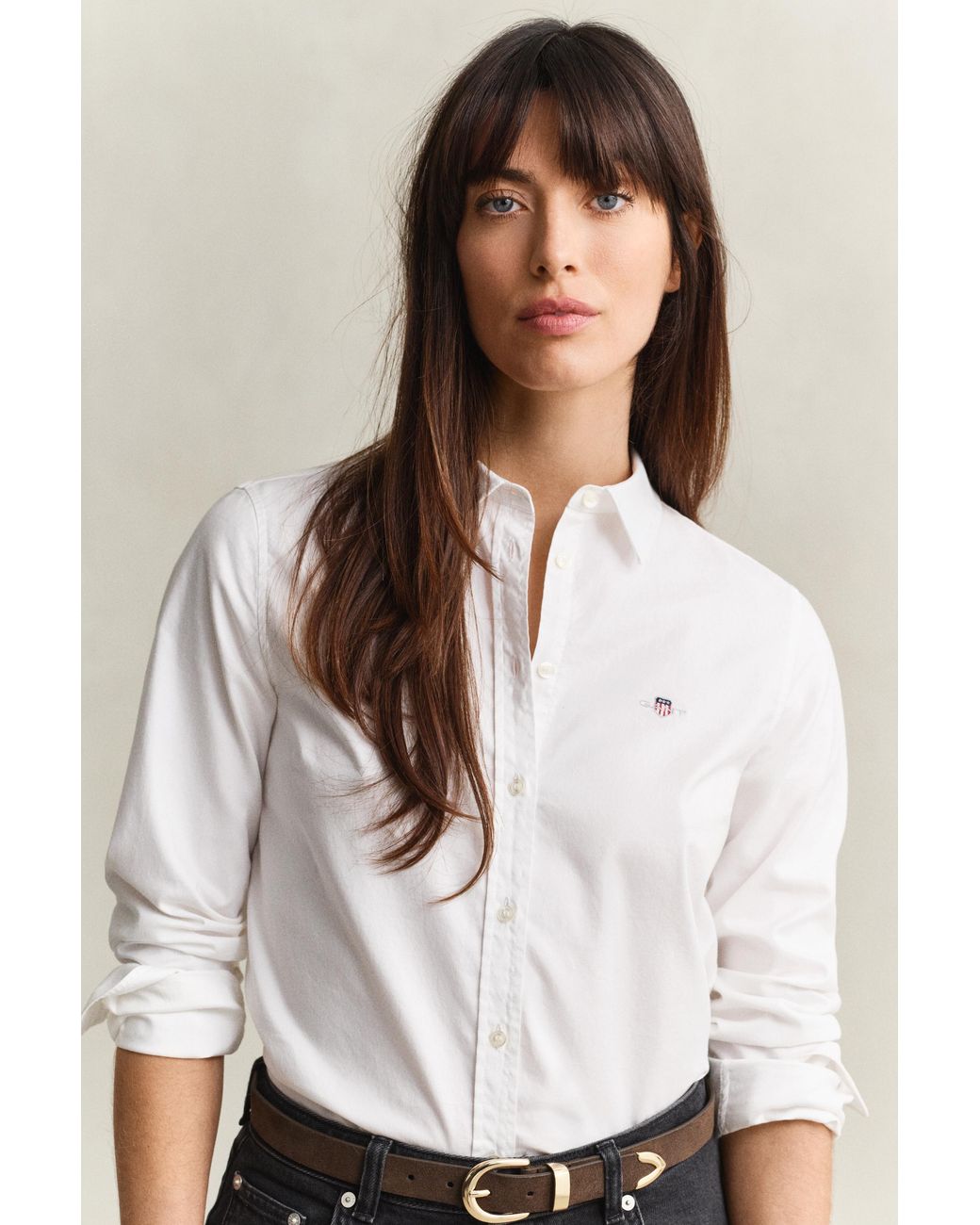 Gant White Classic Slim Stretch Oxford Shirt