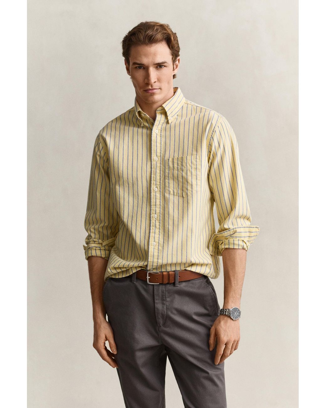 Gant Natural Striped Classic Oxford Shirt for men