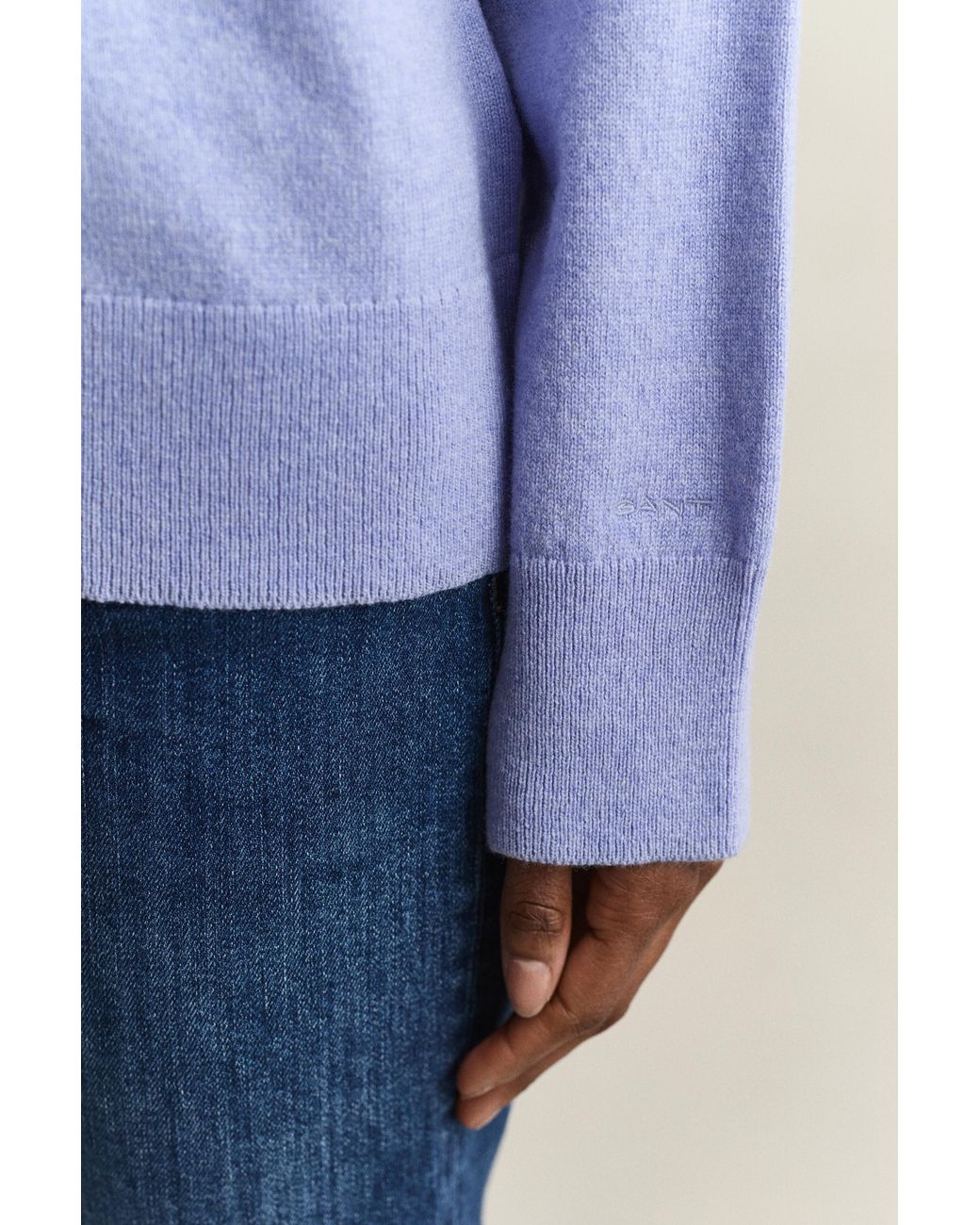 Gant Blue Superfine Lambswool Mock Neck Sweater