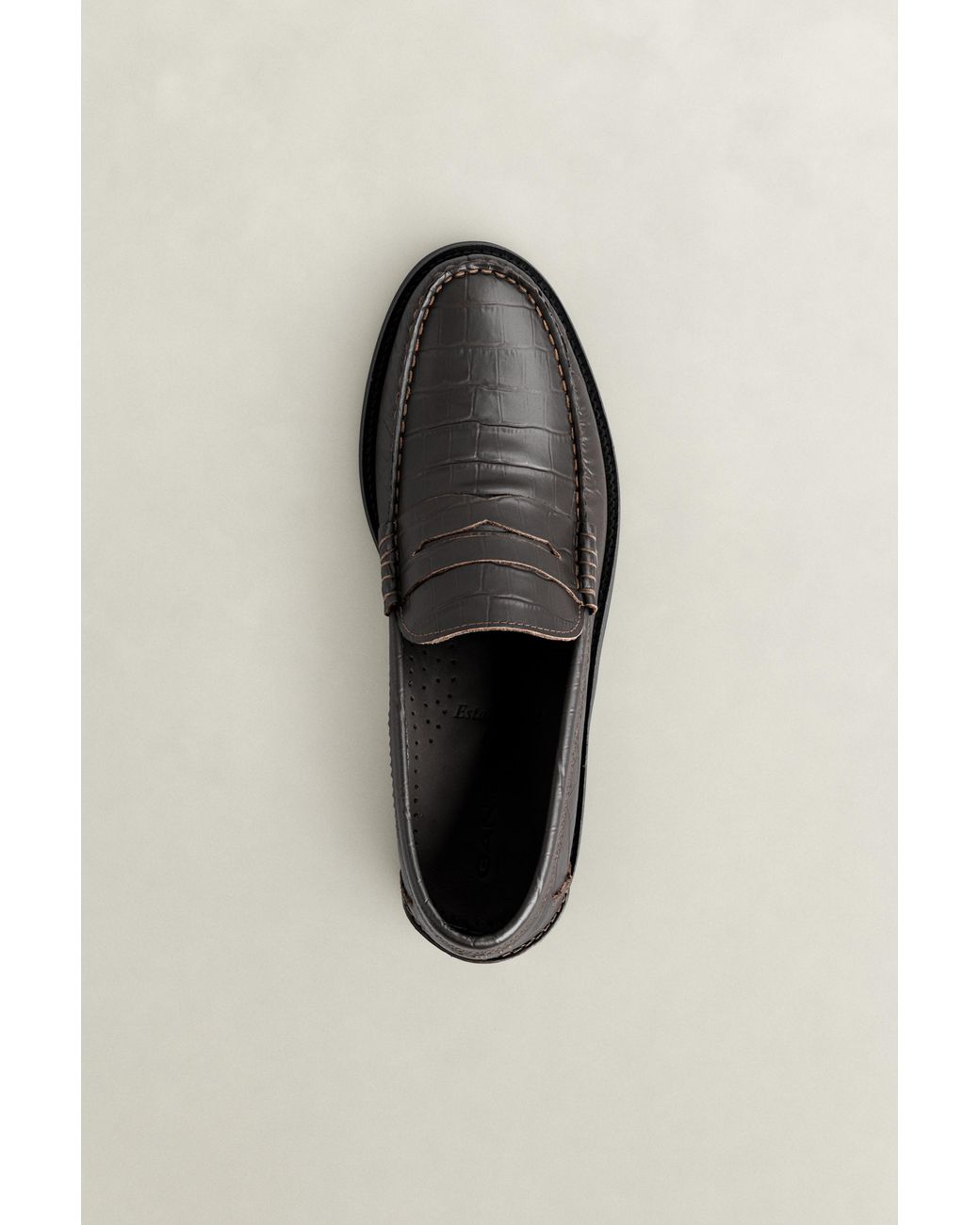 Gant Brown Lenkoxx Croc-Effect Leather Loafers Dark for men
