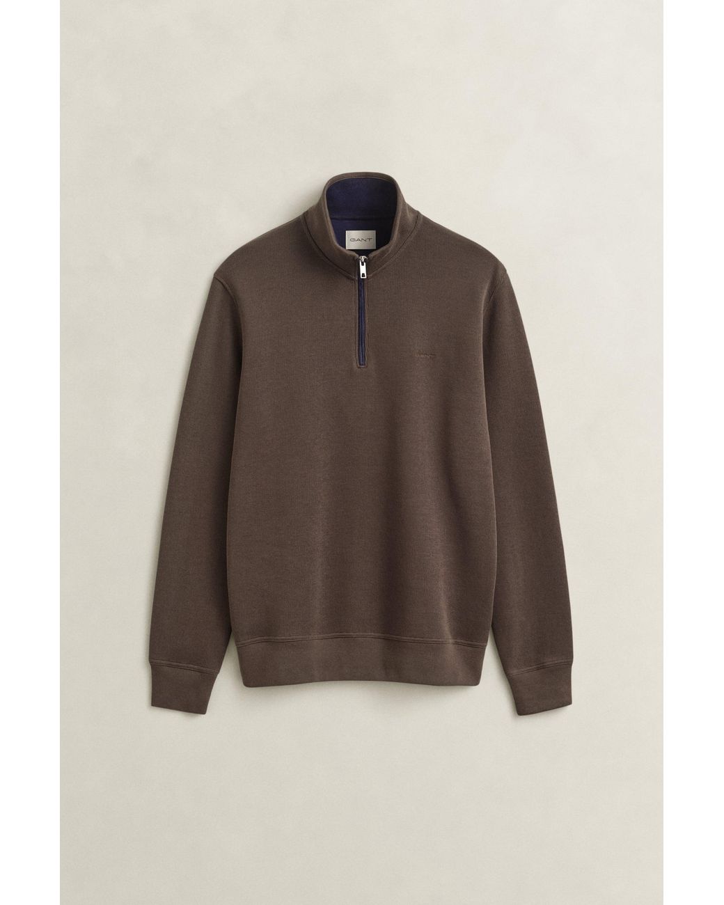 Gant Brown Sacker Rib Half-Zip Sweatshirt for men