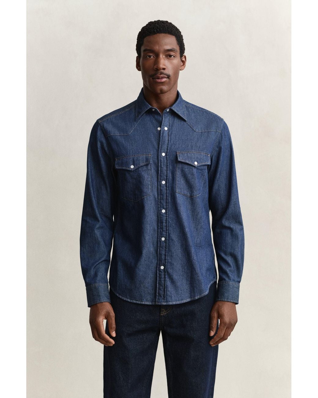 Gant Blue Denim Rodeo Shirt Dark for men