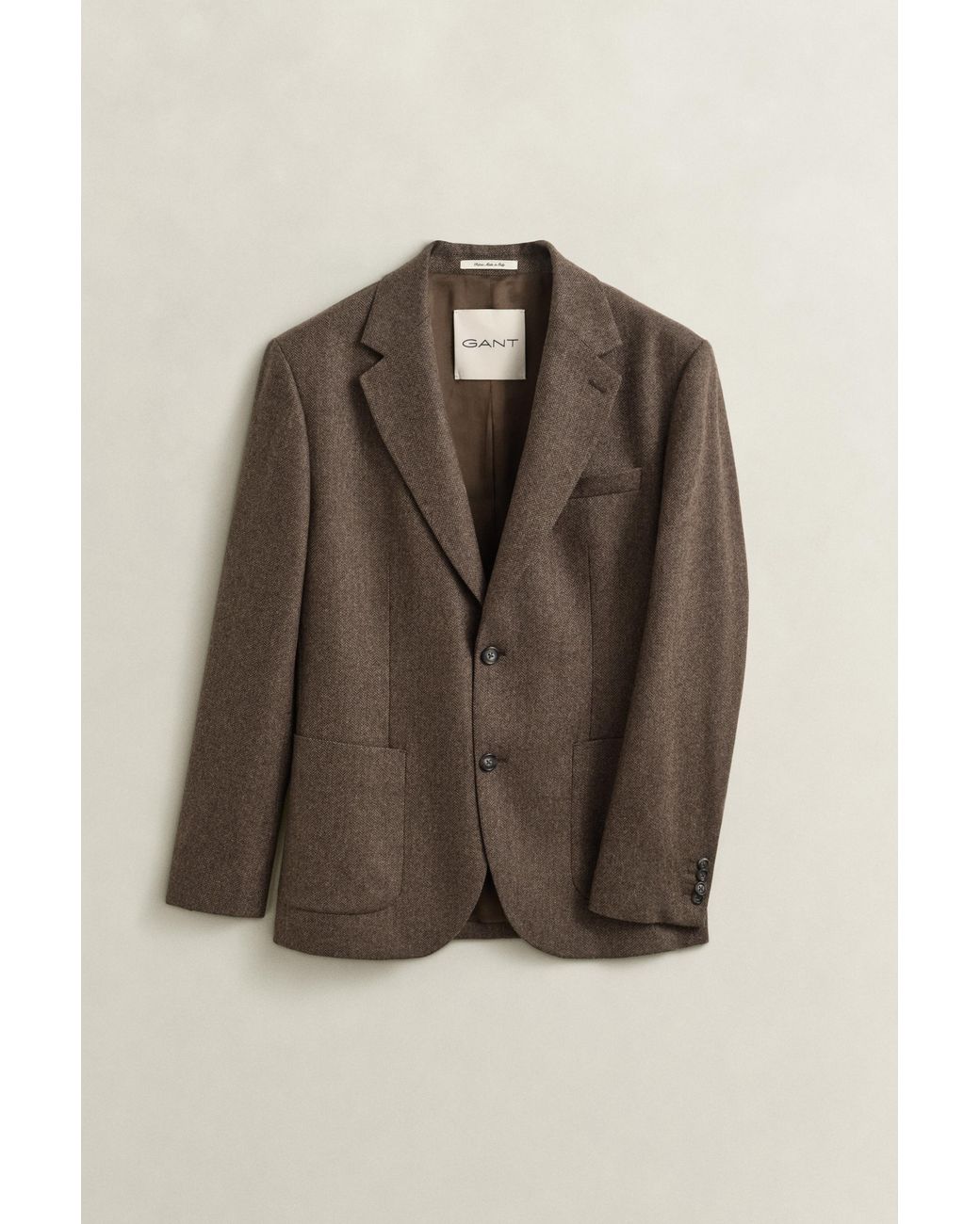 Gant Brown Wool Herringbone Suit Jacket for men