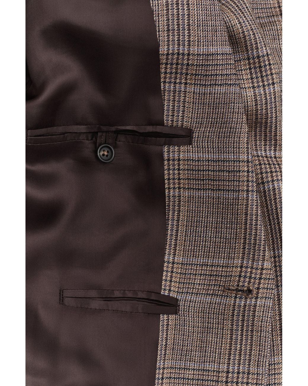 Gant Brown Checked Wool Suit Jacket Light Taupe for men