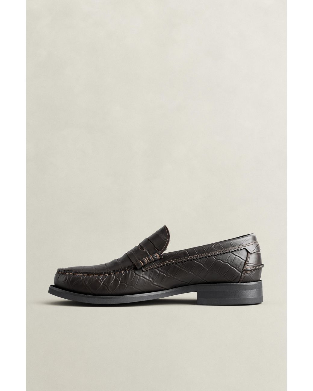 Gant Brown Lenkoxx Croc-Effect Leather Loafers Dark for men
