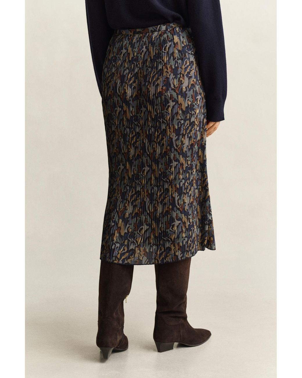 Gant Blue Printed Pleated Skirt Evening