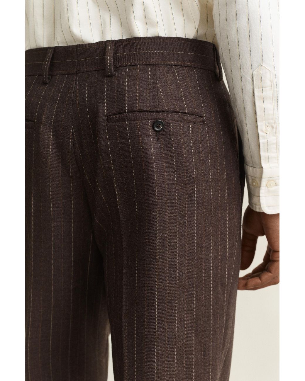 Gant Natural Wool Pinstriped Suit Pants for men