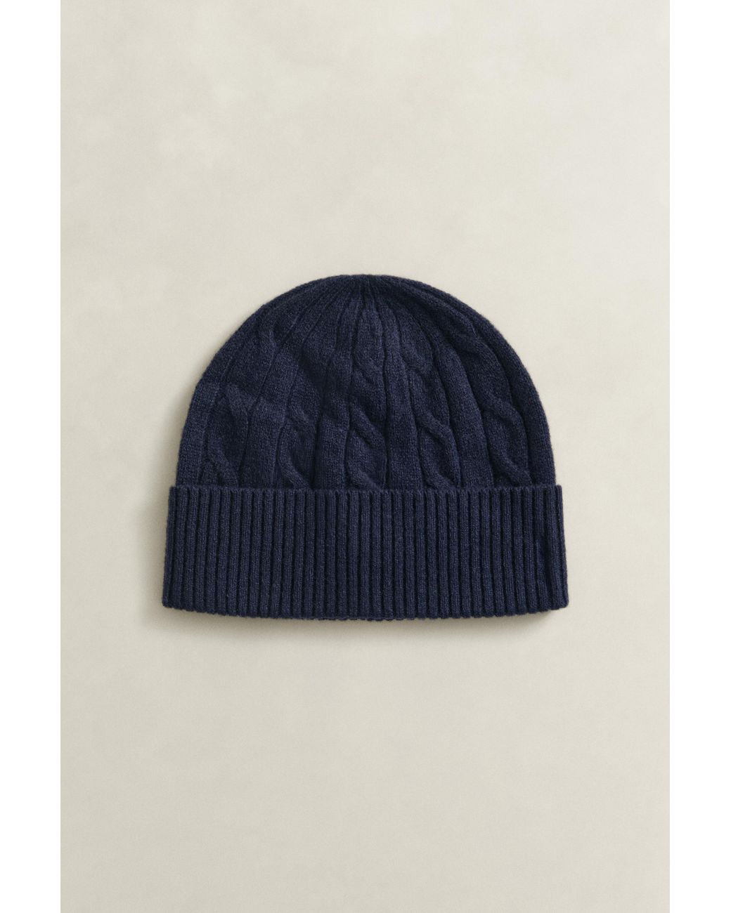 Gant Blue Cable Knit Wool Beanie