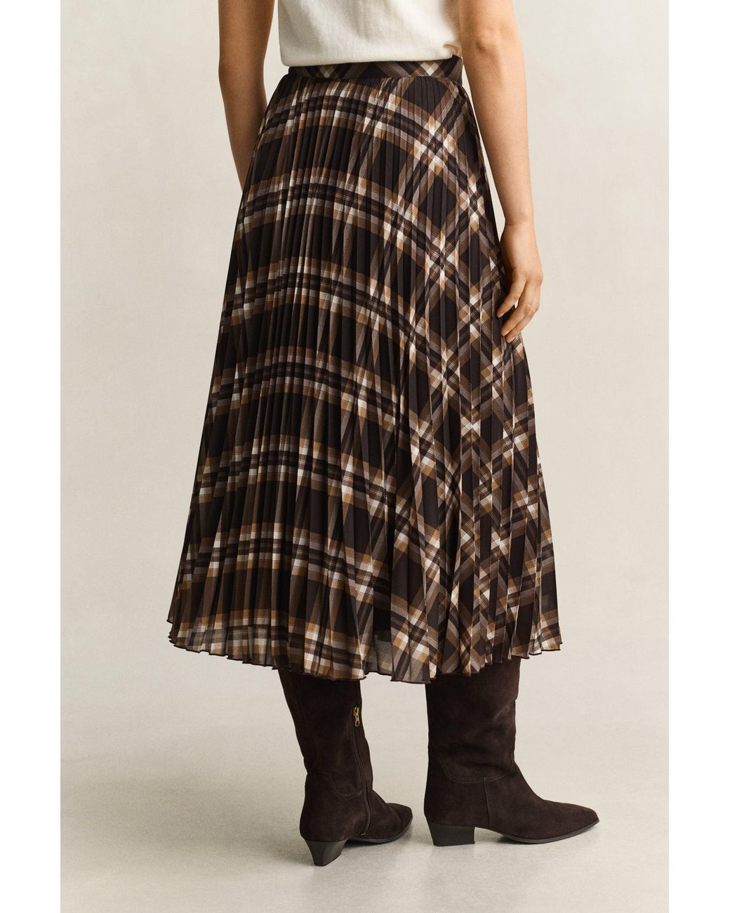 Gant Natural Pleated Midi Skirt Deep
