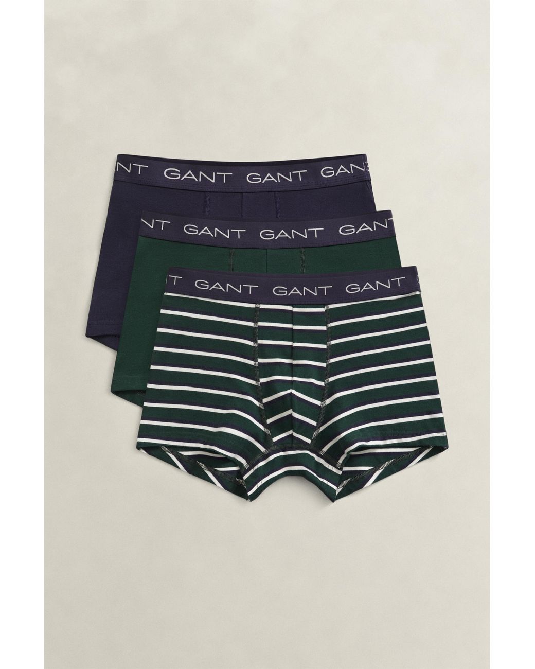 Gant Blue 3-Pack Striped Trunks Tartan for men