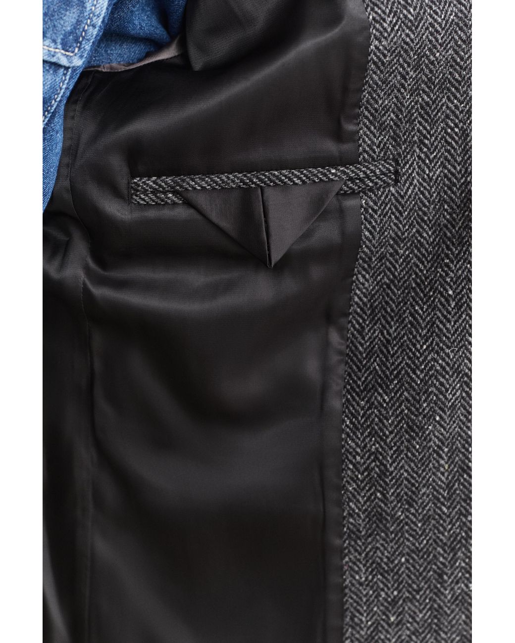 Gant Blue Herringbone Blazer Charcoal Melange
