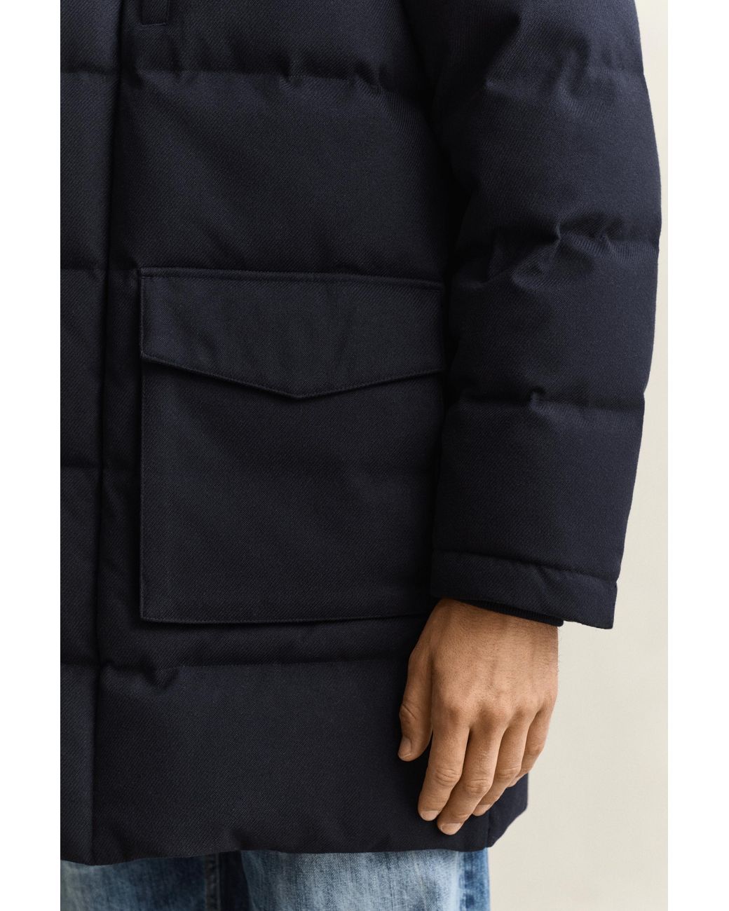 Gant Blue Flannel Down Mid Jacket Evening for men