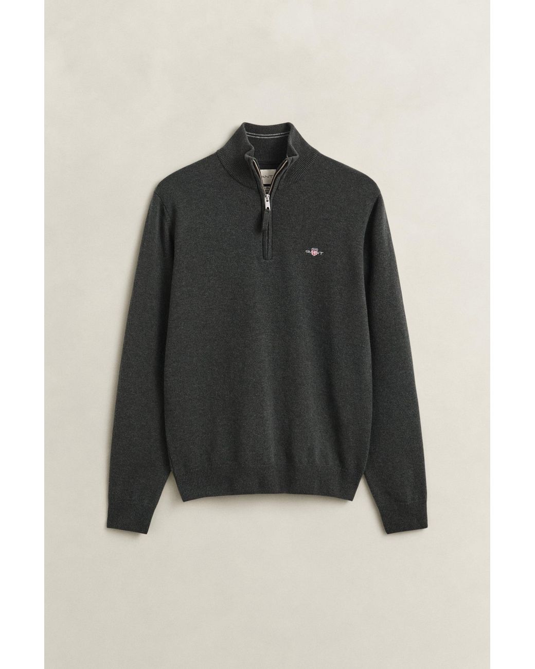 Gant Black Lambswool Half-Zip Sweater Dark Moss for men