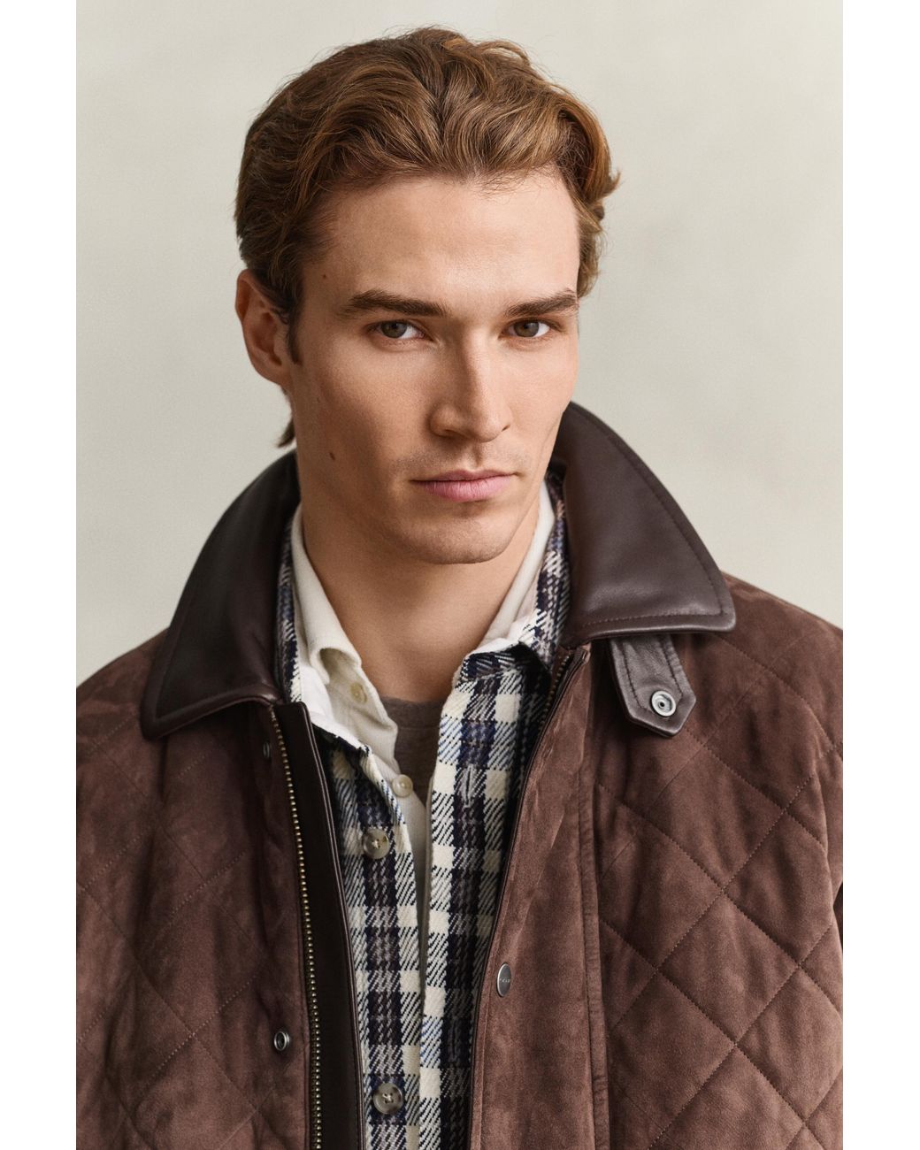 Gant Brown Quilted Suede Jacket for men