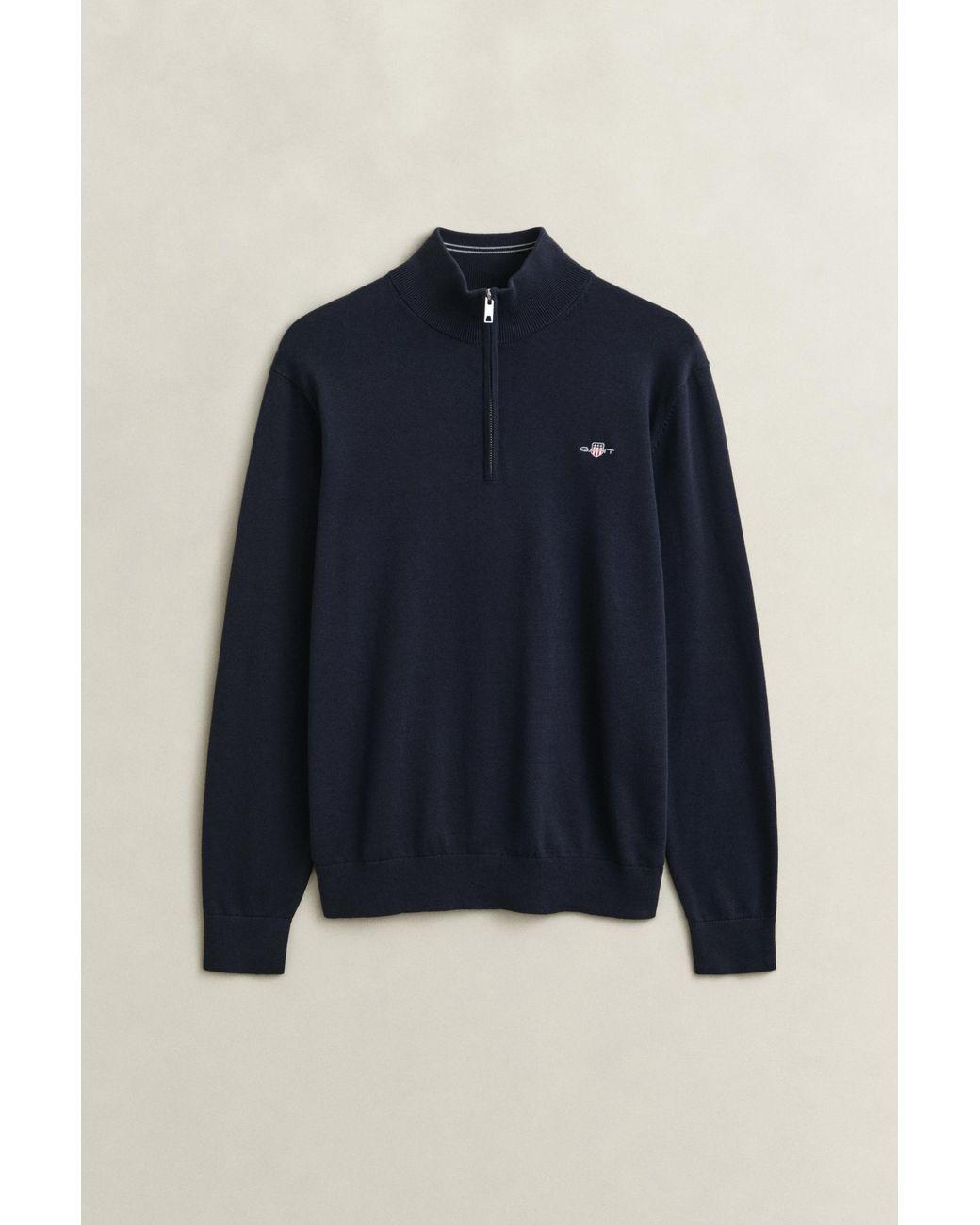 Gant Blue Classic Cotton Half-Zip Sweater Evening for men
