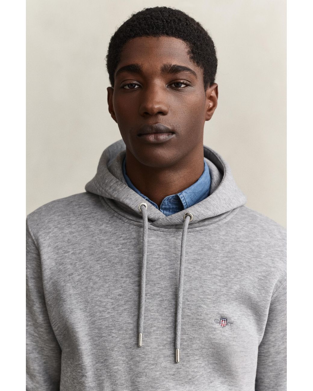 Gant Gray Shield Hoodie Melange for men