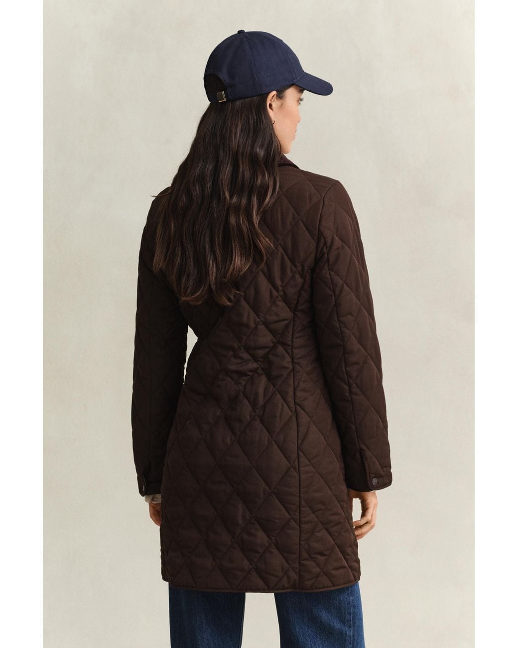 Gant Brown Fitted Quilted Coat Deep