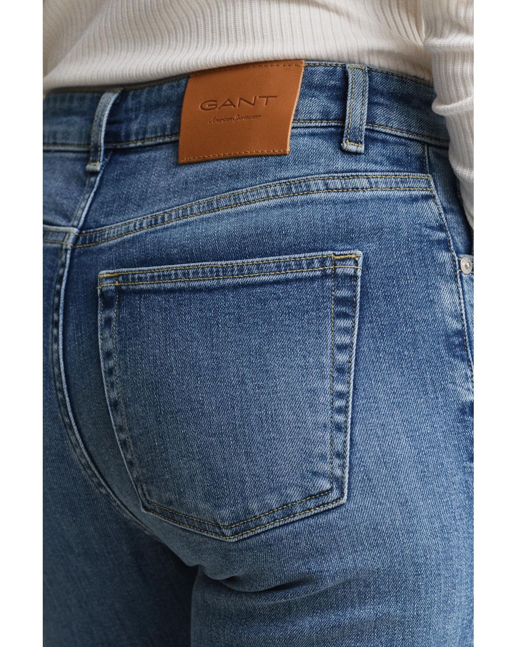 Gant Blue Slim Flared Stretch Jeans Mid Broken In