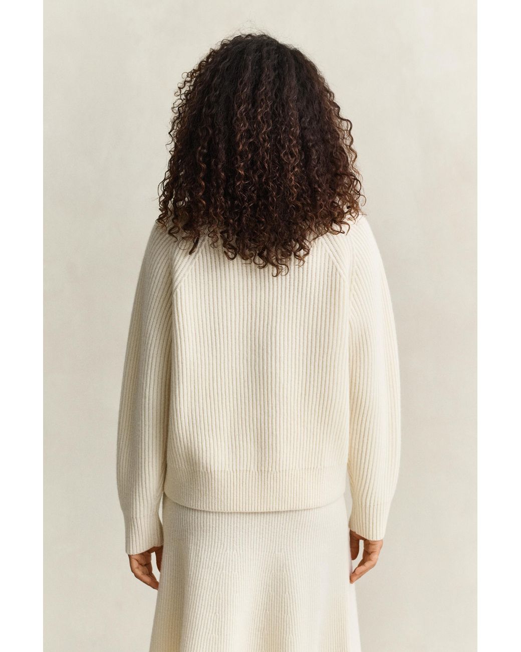 Gant Natural Buttoned Lambswool Sweater Cream
