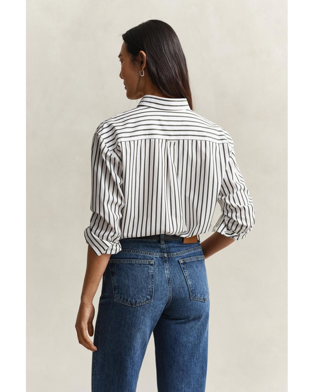Gant Blue Relaxed Fit Striped Classic Poplin Shirt