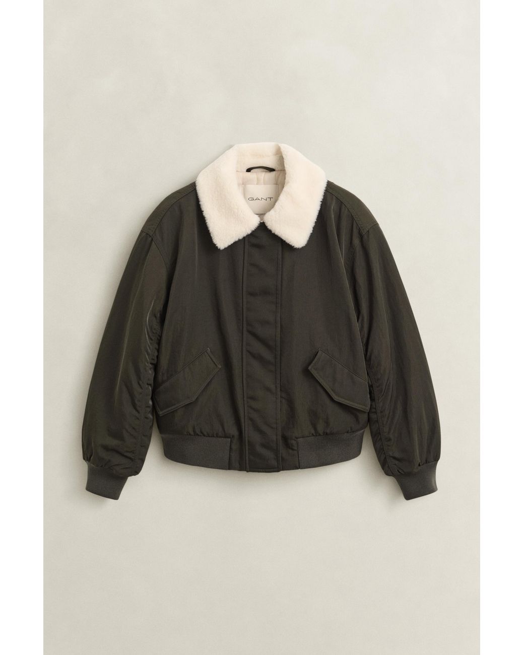 Gant Red Padded Bomber Jacket Dark Moss