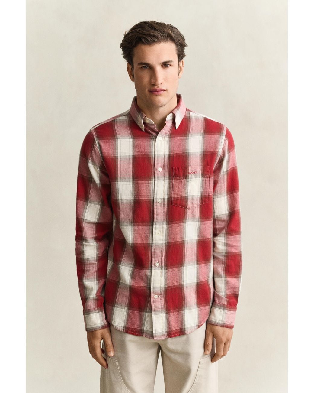 Gant Red Checked Windblown Flannel Shirt for men