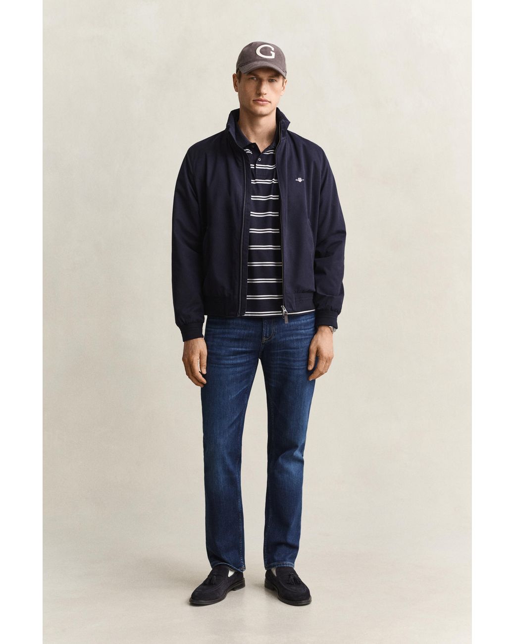 Gant Blue Striped Pima Cotton Polo Shirt Evening for men